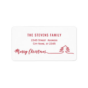 Etiqueta Escrita moderna minimalista Vermelho de Feliz Nata