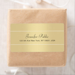 Etiqueta Escrito Manuscrito Elegante Branco Dourado Moderno