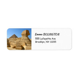 Etiqueta Esfinge excelente de Giza com a pirâmide Khafre -