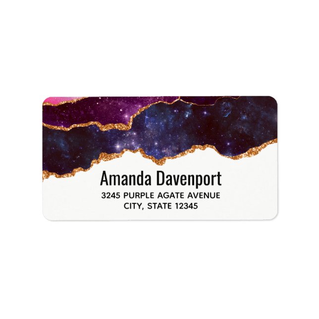 Etiqueta Espaço Azul e Roxo e Estrelas com Faixa Dourada (Frente)