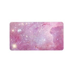 Etiqueta Espaço Estrelado Luz Rosa Estrelas de Aquarela Gal
