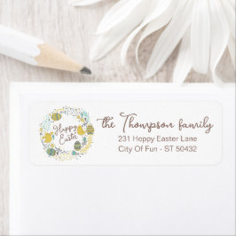 Etiqueta Espada Colorida de Pintinhos Alegres Ovos e Saudaç