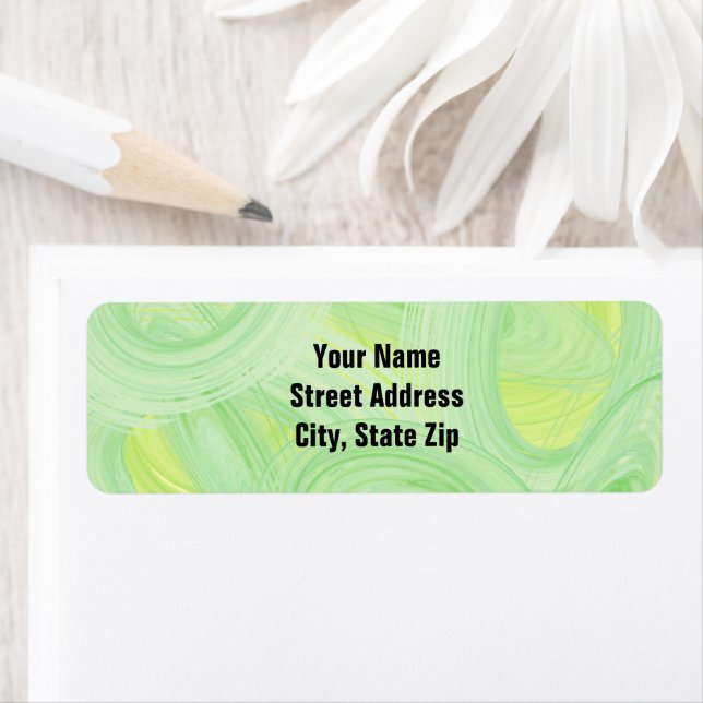 Etiqueta Espirais Verdes Abstrato, Arranhosos, Personalizad (Insitu)