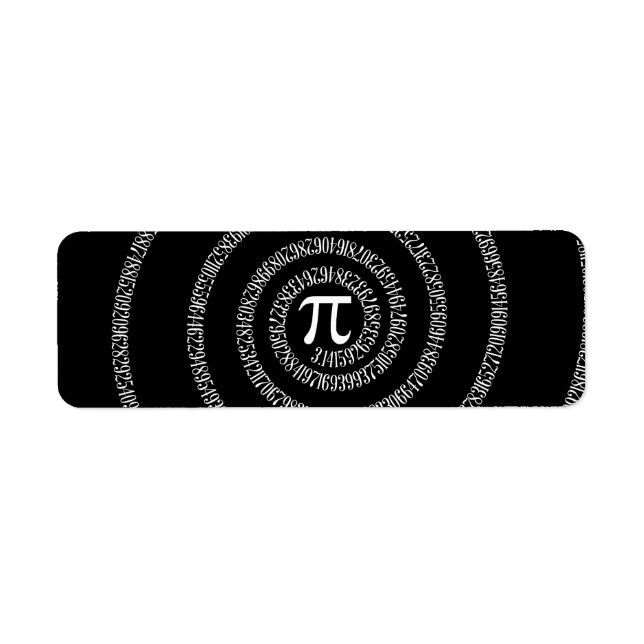 Etiqueta Espiral para Pi em preto sólido (Frente)