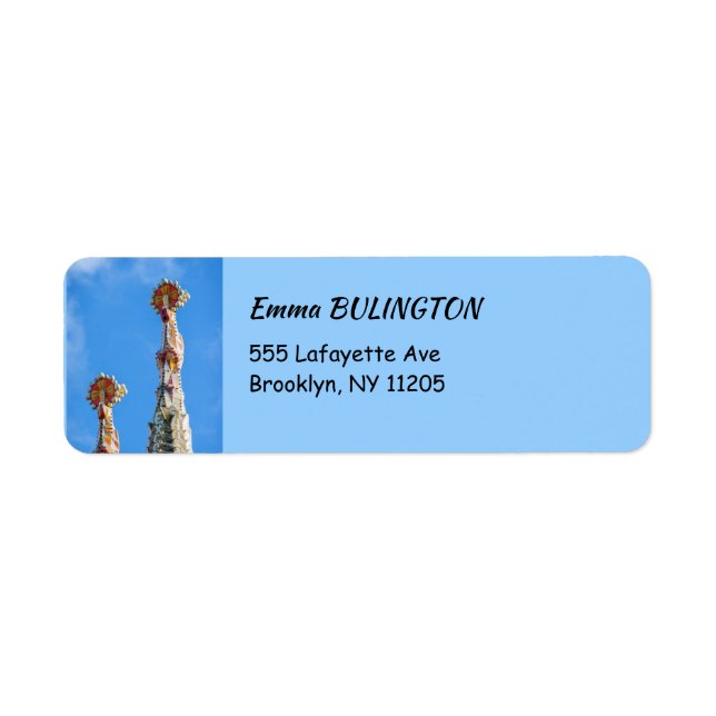 Etiqueta Espires da Sagrada Família em Barcelona, Espanha (Frente)