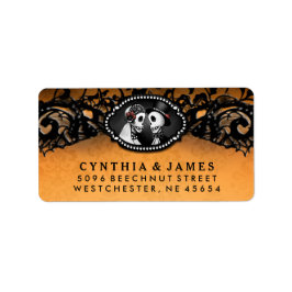 Etiqueta Esqueletos do Casamento Elegante do Dia Negro Lara