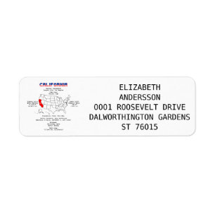 Etiqueta Estado Americano da Califórnia em um mapa e inform