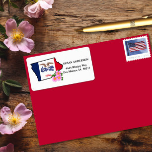 Etiqueta Estado de Iowa com Prairie Rosa