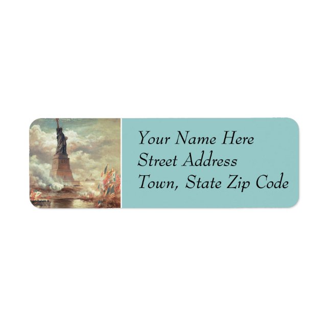 Etiqueta Estátua da Liberdade Iluminando o Mundo (Frente)