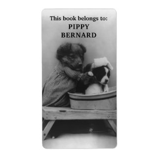 Etiqueta Este Livro Pertence a Bookplate Vintage Puppies