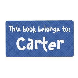 Etiqueta "Este Livro Pertence A" Xadrez Azul