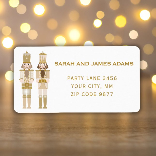 Etiqueta ESTICADOR DE ENDEREÇO DO NUTCRACKER DE NATAL Doura (Criador carregado)