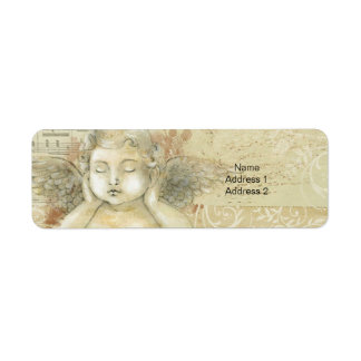 Etiqueta Estilo antigo Anjo Cherub com Mãos Sobre Orelhas