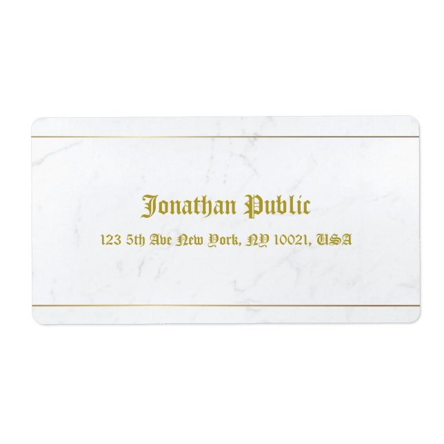 Etiqueta Estilo Antigo de Elite Marble Dourado Calligrafado (Frente)