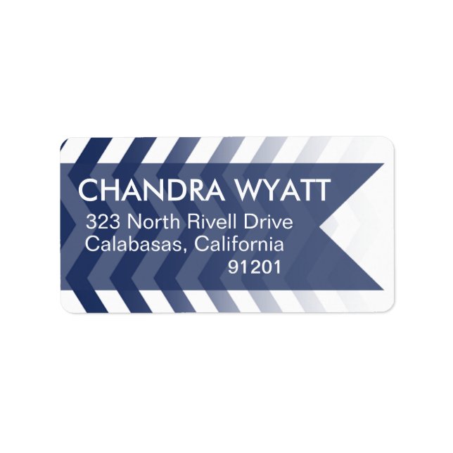 Etiqueta Estilo Chevron do Ombre! | marinho náutico (Frente)