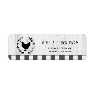 Etiqueta Estilo de fazenda Black White Chicken Endereço de