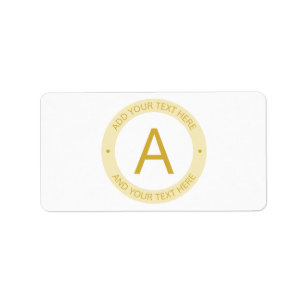 Etiqueta Estilo de Monograma Moderno Dourado e Branco