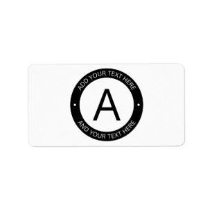 Etiqueta Estilo de Monograma Moderno   Preto e Branco