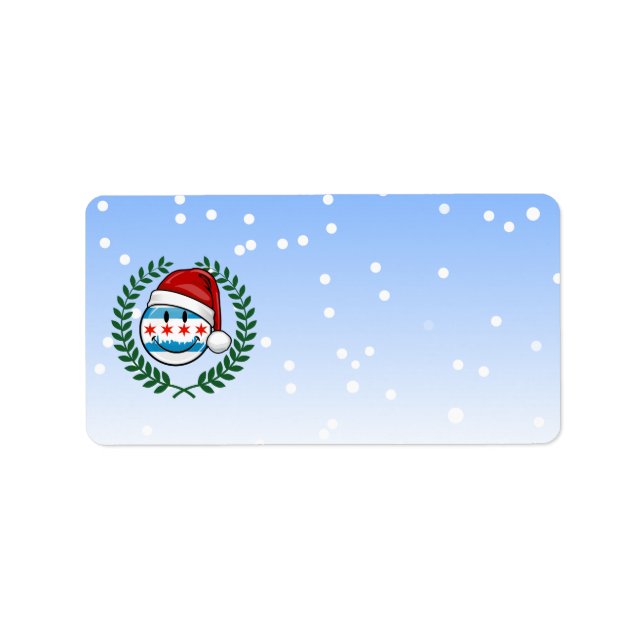 Etiqueta Estilo de Natal Sorrindo Bandeira de Chicago (Frente)