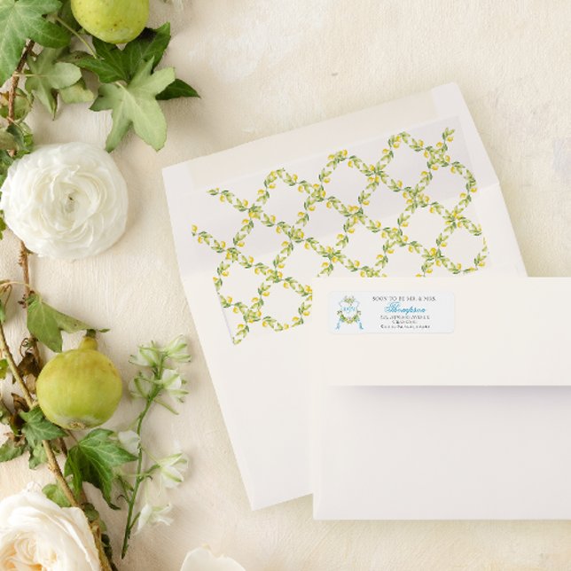 Etiqueta Estilo mediterrânico Crest Casamento Convite (Criador carregado)