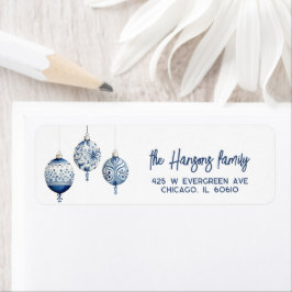 Etiqueta Estilo Nórdico Azul Moderno - Natal