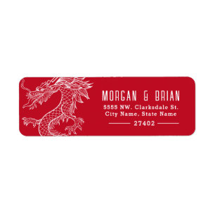 Etiqueta Estilo Vermelho Pré-Endereçado do Dragão