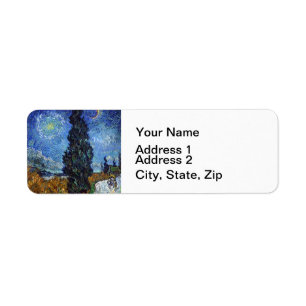 Etiqueta Estrada Com Ciprestes Impressionismo Van Gogh
