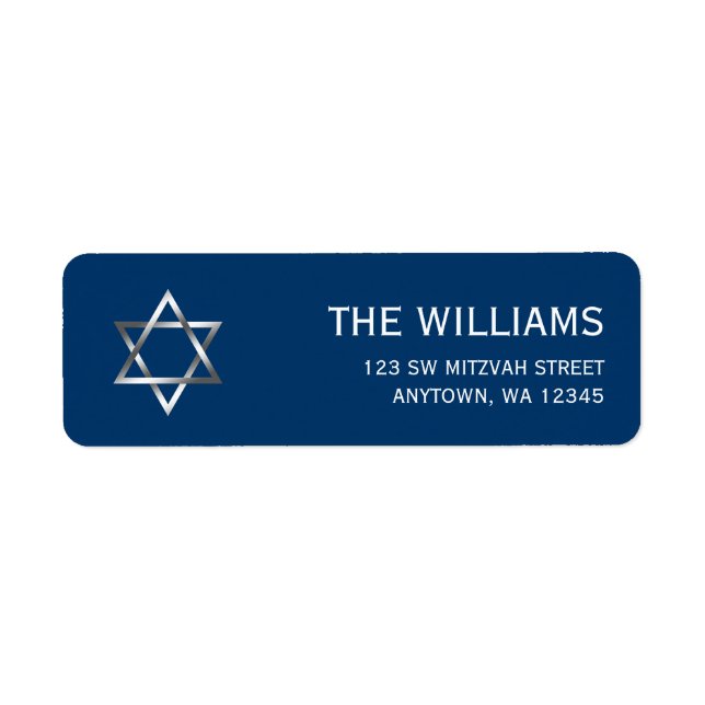Etiqueta Estrela Azul de Prata de David Bar Mitzvah (Frente)