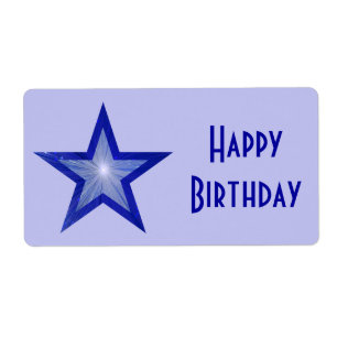 Etiqueta Estrela Azul Escura 'Paradeiro Feliz' grande azul
