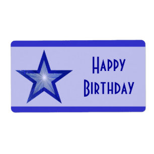 Etiqueta Estrela Azul Escura Rígida 'Feliz Aniversário' g