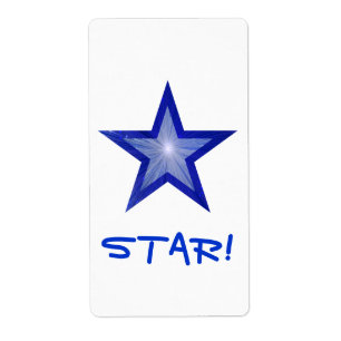 Etiqueta Estrela Azul Escura! rótulo branco grande