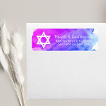 Etiqueta Estrela de Aquarela de David Bat Mitzvah Return<br><div class="desc">Envie seus convites para o Bat Mitzvah,  cartões de envelope rsvp e agradeça a você cartas com esses adesivos de etiqueta azul,  roxo e violeta de cor d'água. Modelos editáveis para que você possa alterar a fonte e o tamanho.</div>