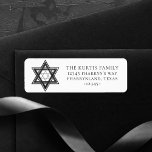 Etiqueta Estrela de Davi | Endereço de devolução em branco<br><div class="desc">O mínimo clássico Bar negro/Bat Mitzvah e a moderna Estrela de Hanukkah de David contra um fundo sólido cria um elegante e sofisticado design. Para obter outros produtos de coordenação ou correspondência, visite justFharryn em Zazzle.com ou entre em contato com o designer, c/o Fharryn@yahoo.com Todos os direitos reservados. #zazzlemade #christmasdecor...</div>