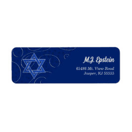 Etiqueta Estrela de David Blue Swirl com Nome Endereço