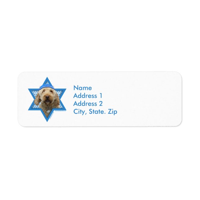Etiqueta Estrela de Hanukkah de David - GoldenDoodle (Frente)