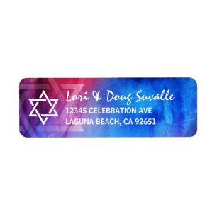 Etiqueta Estrela do David Blue Red Fire Endereço de Devoluç