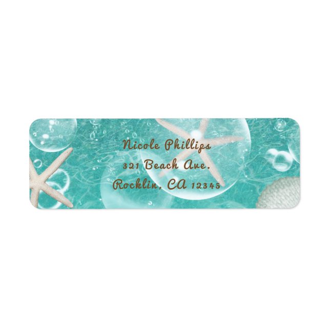 Etiqueta Estrela-do-mar Encantada Turquesa & Bolhas Festa O (Frente)