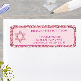 Etiqueta Estrela Elegante Rosa De David Bat Mitzvah