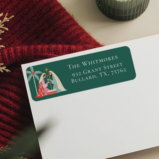 Etiqueta Estrela Natal Da Natividade Religiosa De Belém (Christmas Religious Nativity Star Of Bethlehem Label)