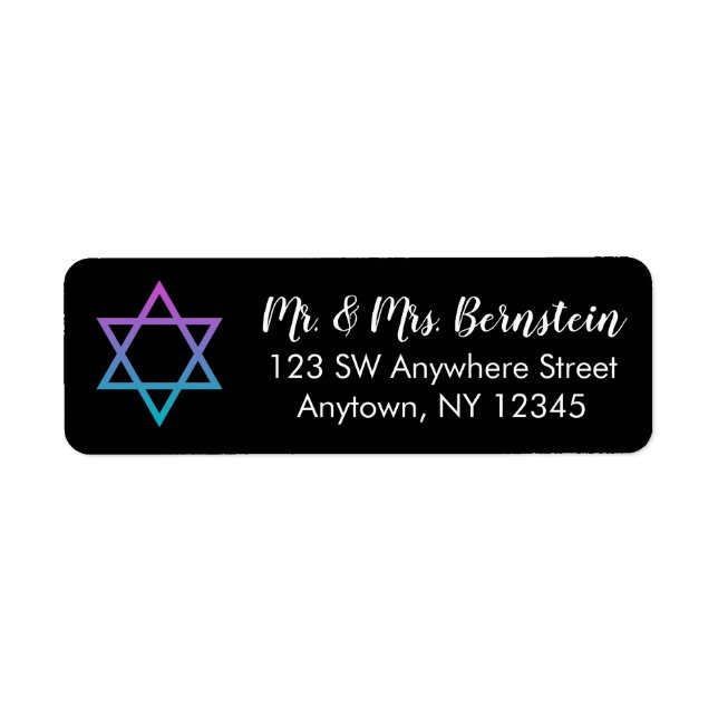 Etiqueta Estrela Teal Roxa do Endereço de Devolução de Davi (Frente)