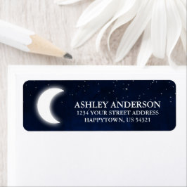 Etiqueta Estrelas de Lua Azul Céu Celestial