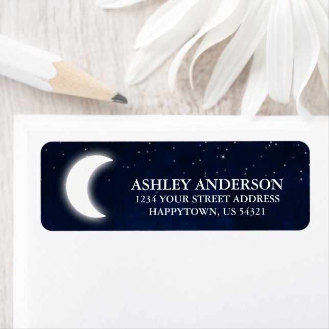 Etiqueta Estrelas de Lua Azul Céu Celestial (Insitu)