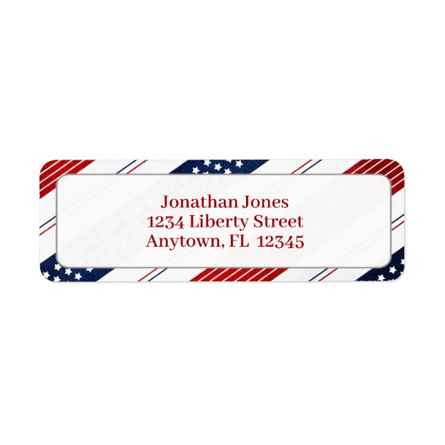 Etiqueta Estrelas do Dia da Independência e Stripes | Améri (Frente)