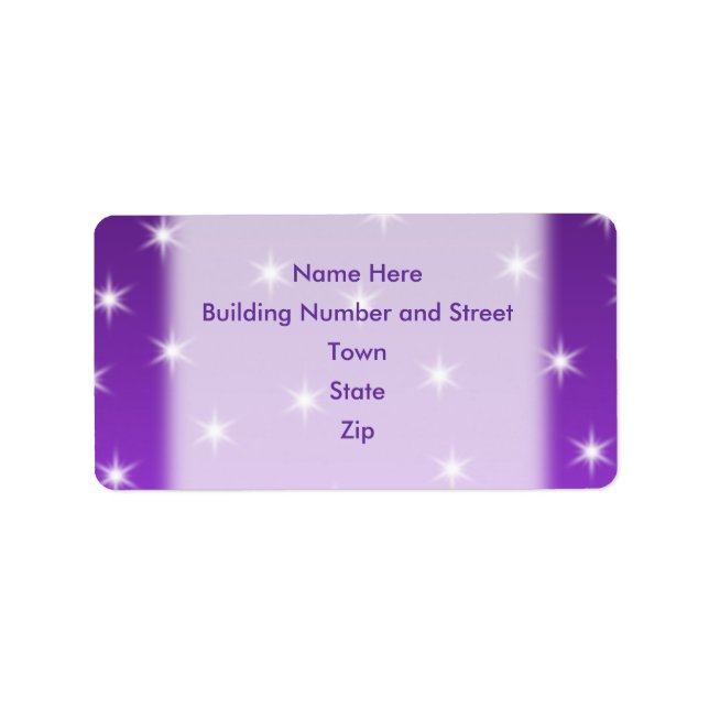 Etiqueta Estrelas Roxas e Brancas, Padrão. (Frente)