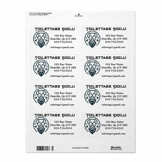 Etiqueta Étiquette personnalisable (Toda a folha)