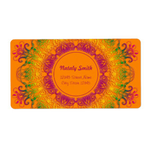 Etiqueta Étnica Orange Mandala