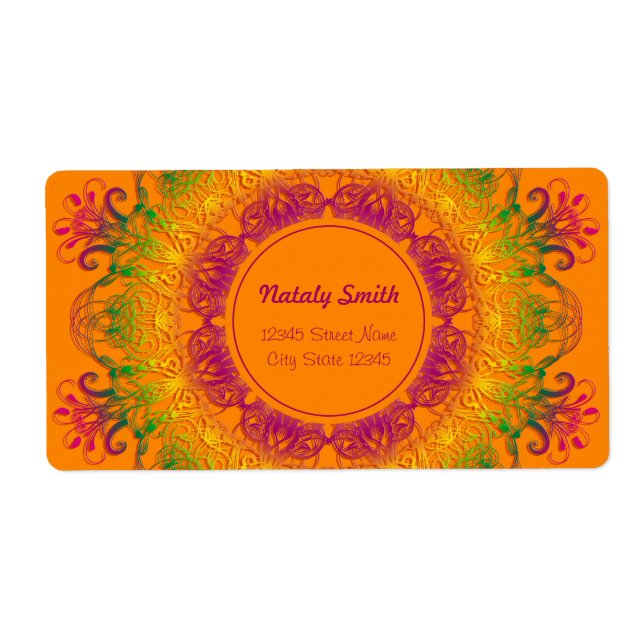Etiqueta Étnica Orange Mandala (Frente)