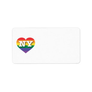 Etiqueta Eu adoro o Orgulho gay Rainbow Heart de Nova York