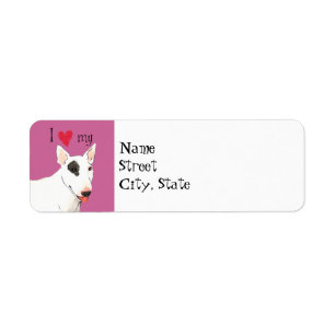 Etiqueta Eu amo meu bull terrier
