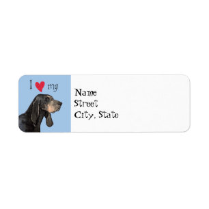 Etiqueta Eu amo meus preto e Coonhound de Tan